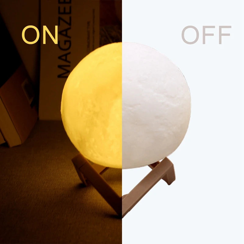 D5 Starry Moon Lamp 8Cm - LED Night Light with Stand, Perfect for Bedroom Decor and Gifts