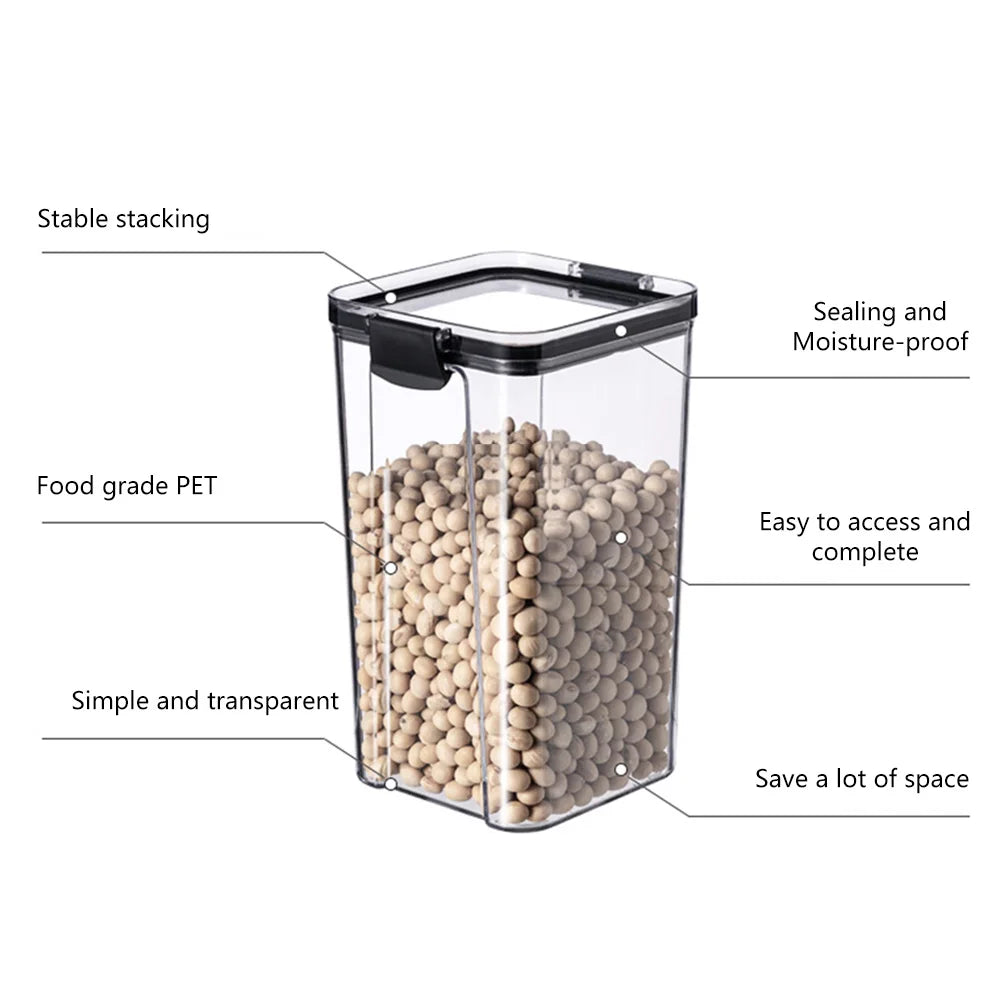 Multipurpose Food Storage Containers Set - Clear Jars with Lids for Cereal, Candy, and Dry Goods