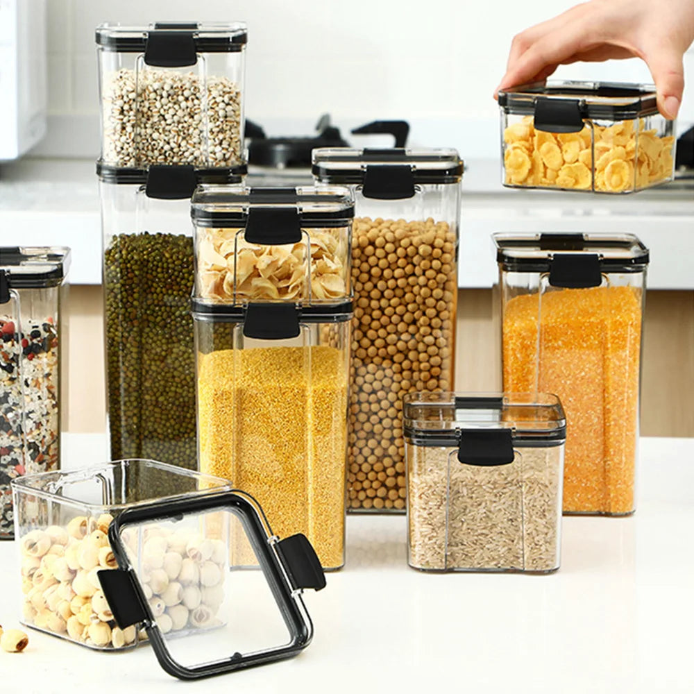 Multipurpose Food Storage Containers Set - Clear Jars with Lids for Cereal, Candy, and Dry Goods