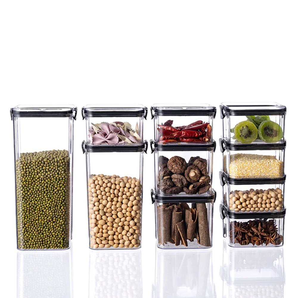 Multipurpose Food Storage Containers Set - Clear Jars with Lids for Cereal, Candy, and Dry Goods