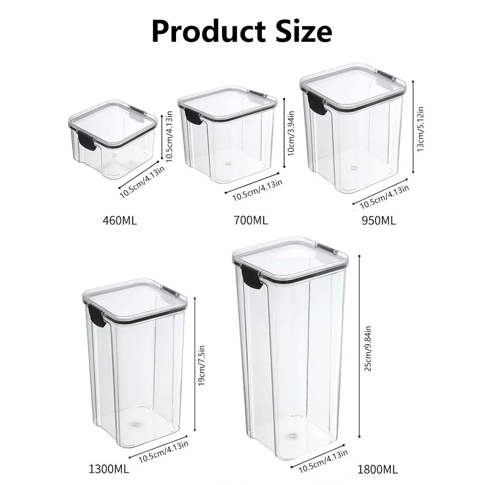 Multipurpose Food Storage Containers Set - Clear Jars with Lids for Cereal, Candy, and Dry Goods