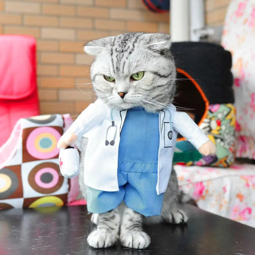 Pet Halloween  Funny Dog Cat Costume Doctor Costume 🤗