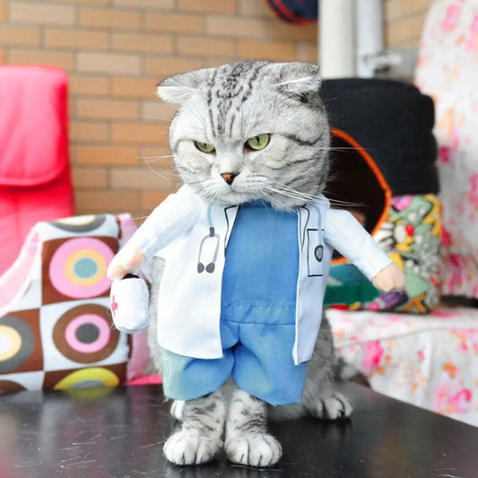 Pet Halloween  Funny Dog Cat Costume Doctor Costume 🤗