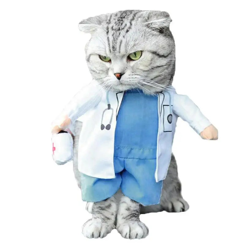 Pet Halloween  Funny Dog Cat Costume Doctor Costume 🤗