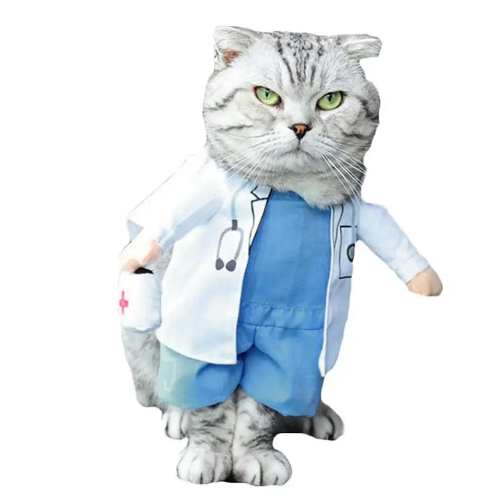 Pet Halloween  Funny Dog Cat Costume Doctor Costume 🤗