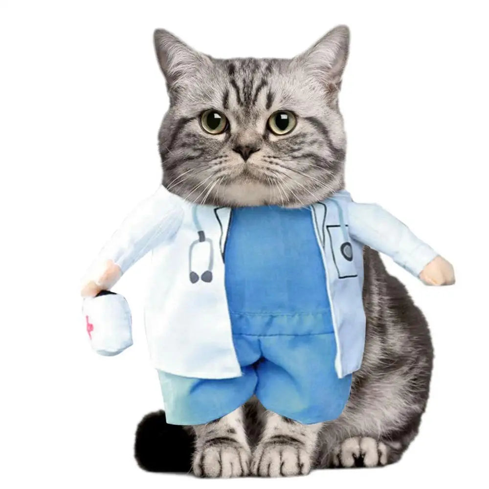 Pet Halloween  Funny Dog Cat Costume Doctor Costume 🤗