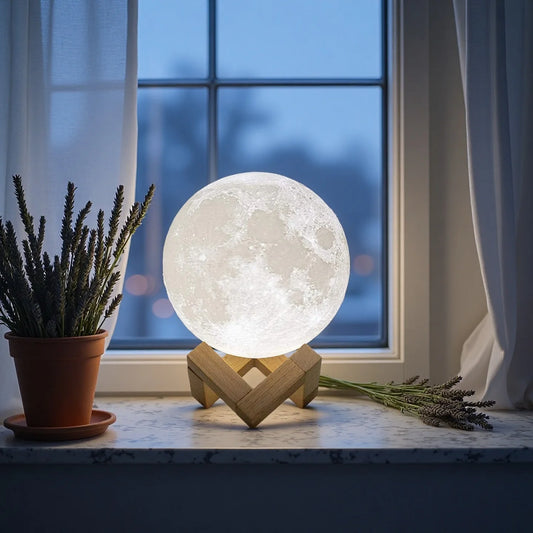 D5 Starry Moon Lamp 8Cm - LED Night Light with Stand, Perfect for Bedroom Decor and Gifts