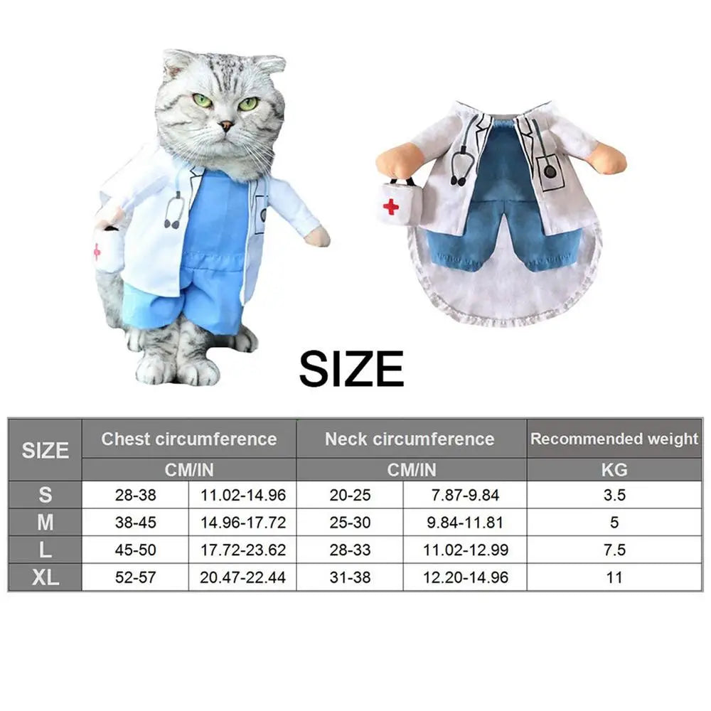 Pet Halloween  Funny Dog Cat Costume Doctor Costume 🤗